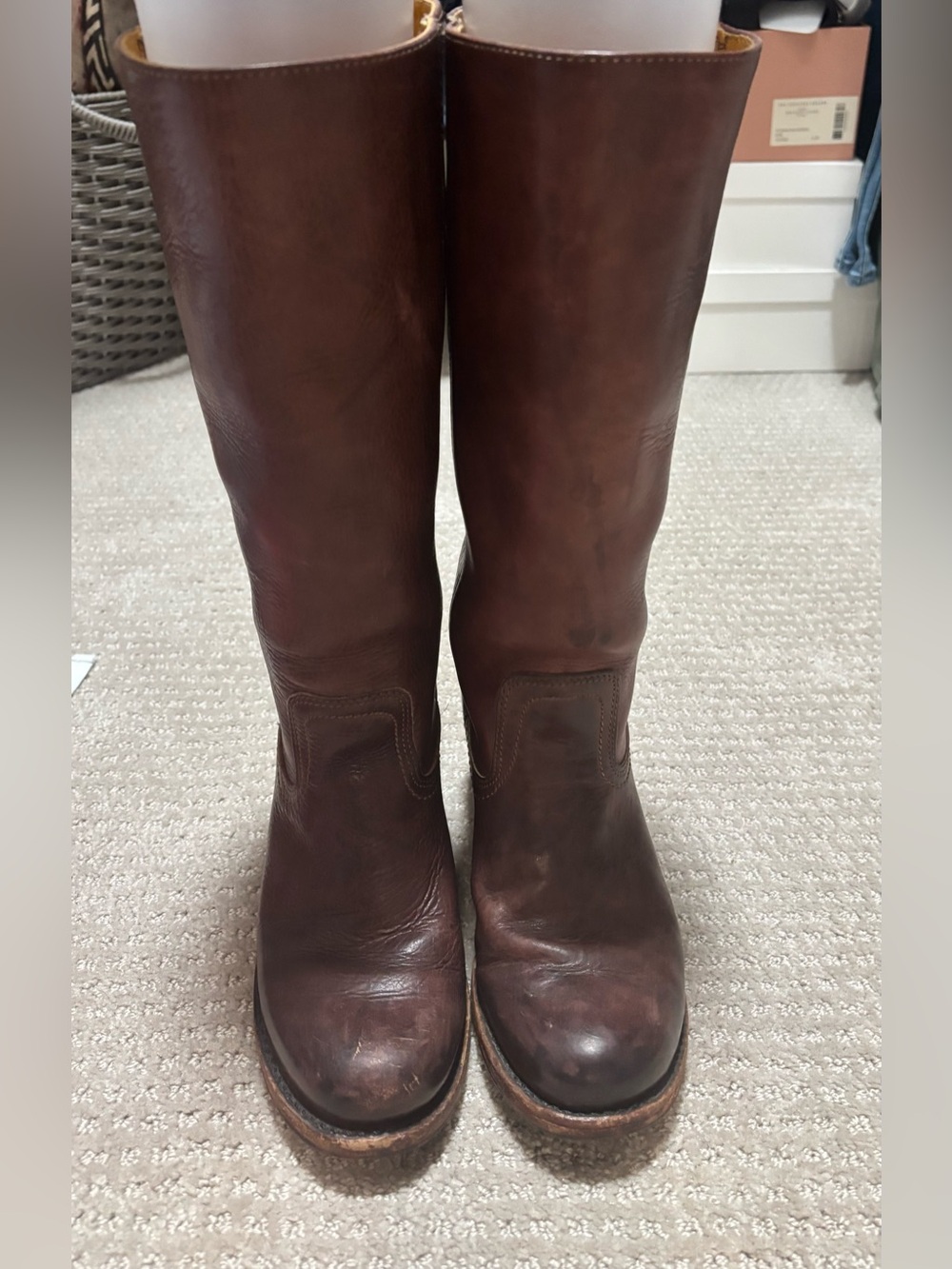 Frye Brown Leather Mid-Calf Heeled Boots - Picture 5 of 8
